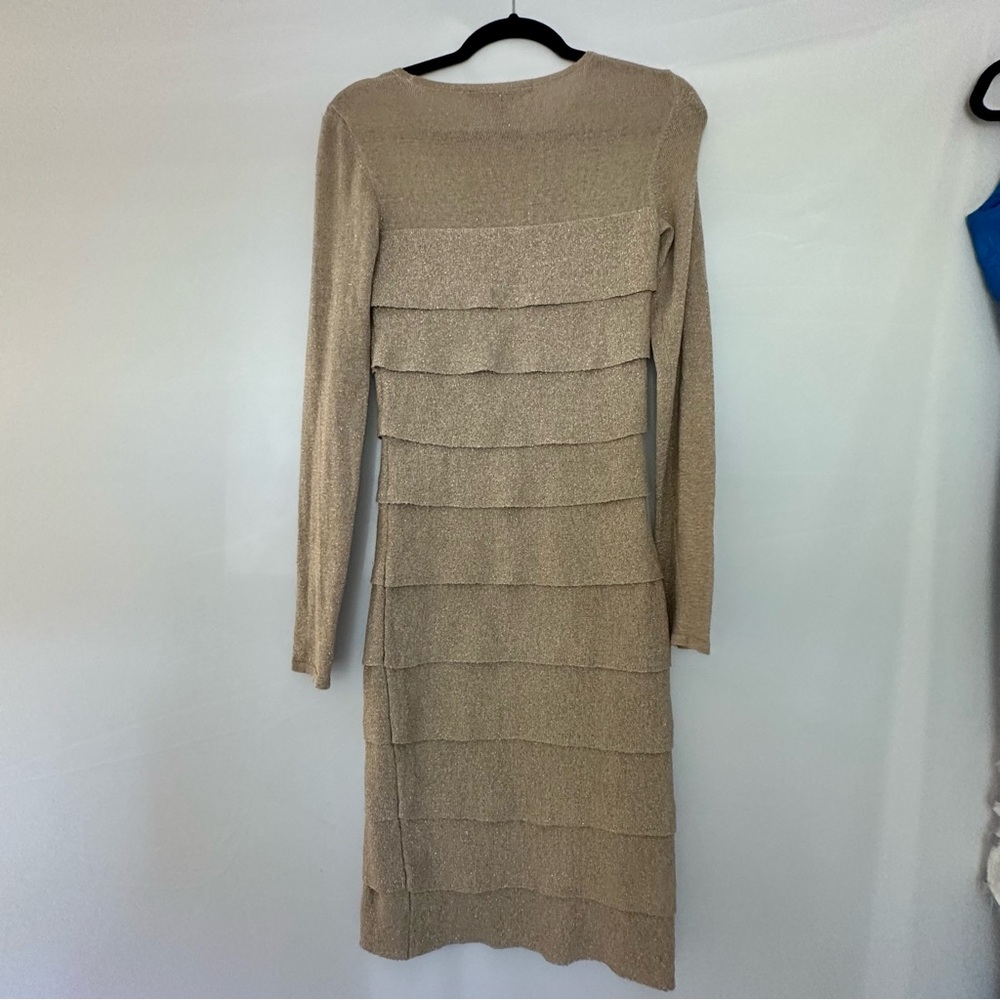 BCBGMaxAzria Taupe Layered Long Sleeve Dress - Picture 13 of 15